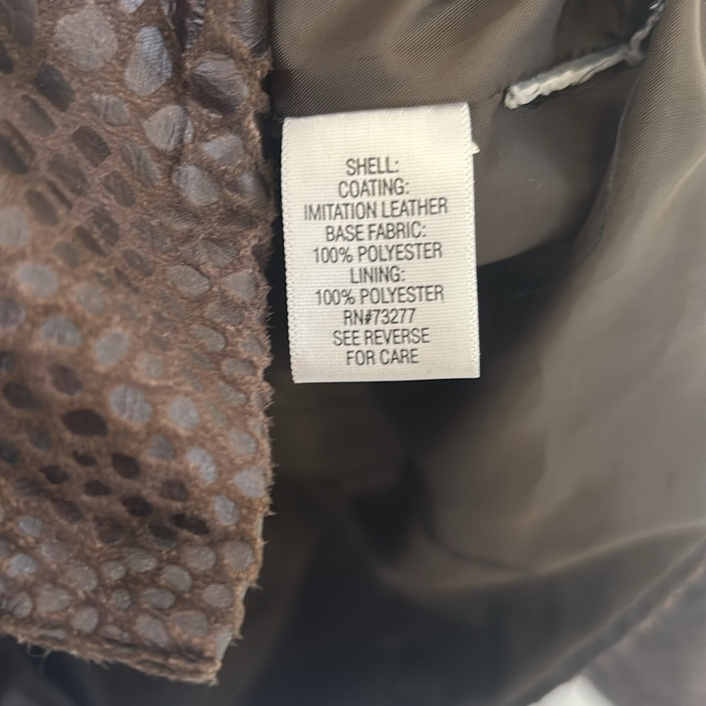 Dana buchman blazer small faux leather snakeskin brown animal print moto style - Picture 5 of 13